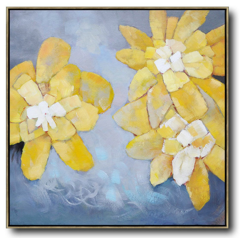 Large Modern Abstract Painting,Oversized Contemporary Art,Hand Paint Large Clean Modern Art,Gray,Yellow,Purple.etc